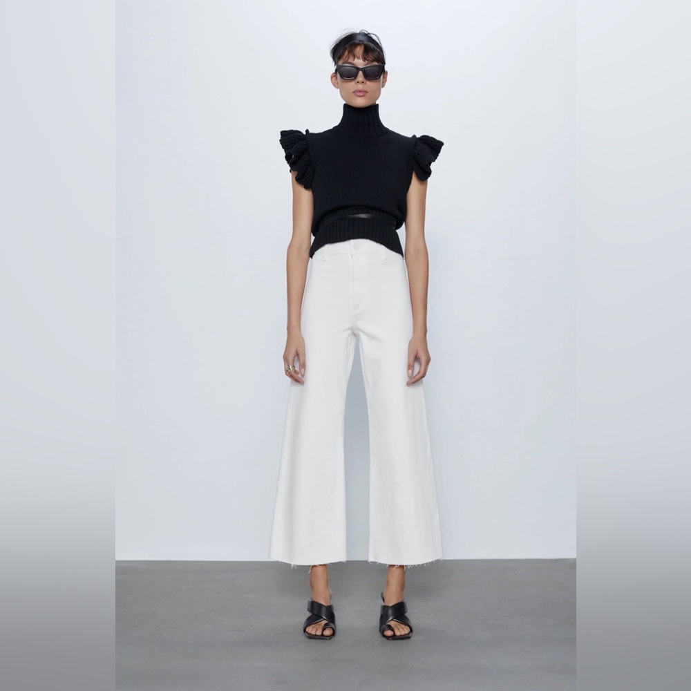 Zara Marine Jean White Wide-Leg Pant